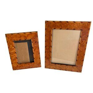Philip Whitney Ltd Set Of 2 Brown Wood Inlay Picture Frames